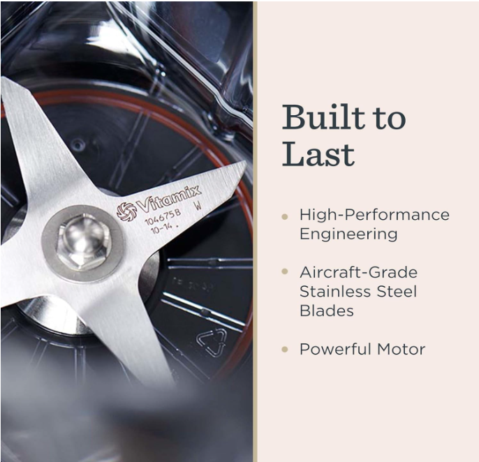 Vitamix 5200 motor and aircraft-grade stainless steel blades